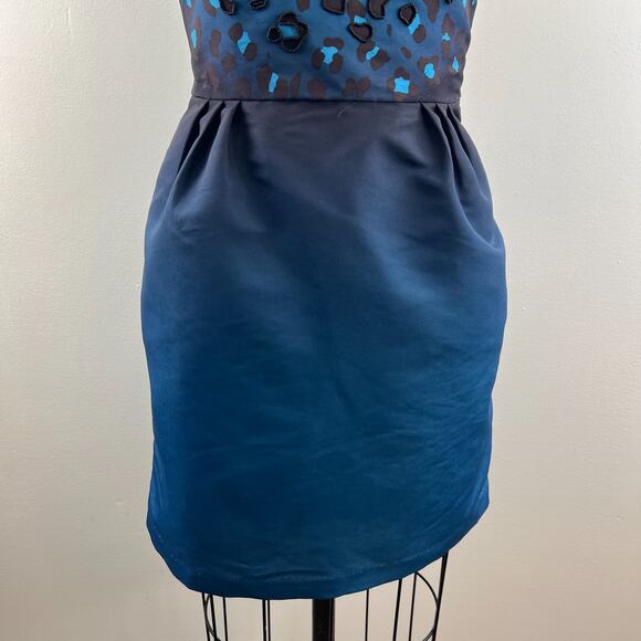 URBAN OUTFITTERS Silence + Noise Navy Blue Bead Trim Ombre Leopard Dress M NEW - Picture 3 of 10